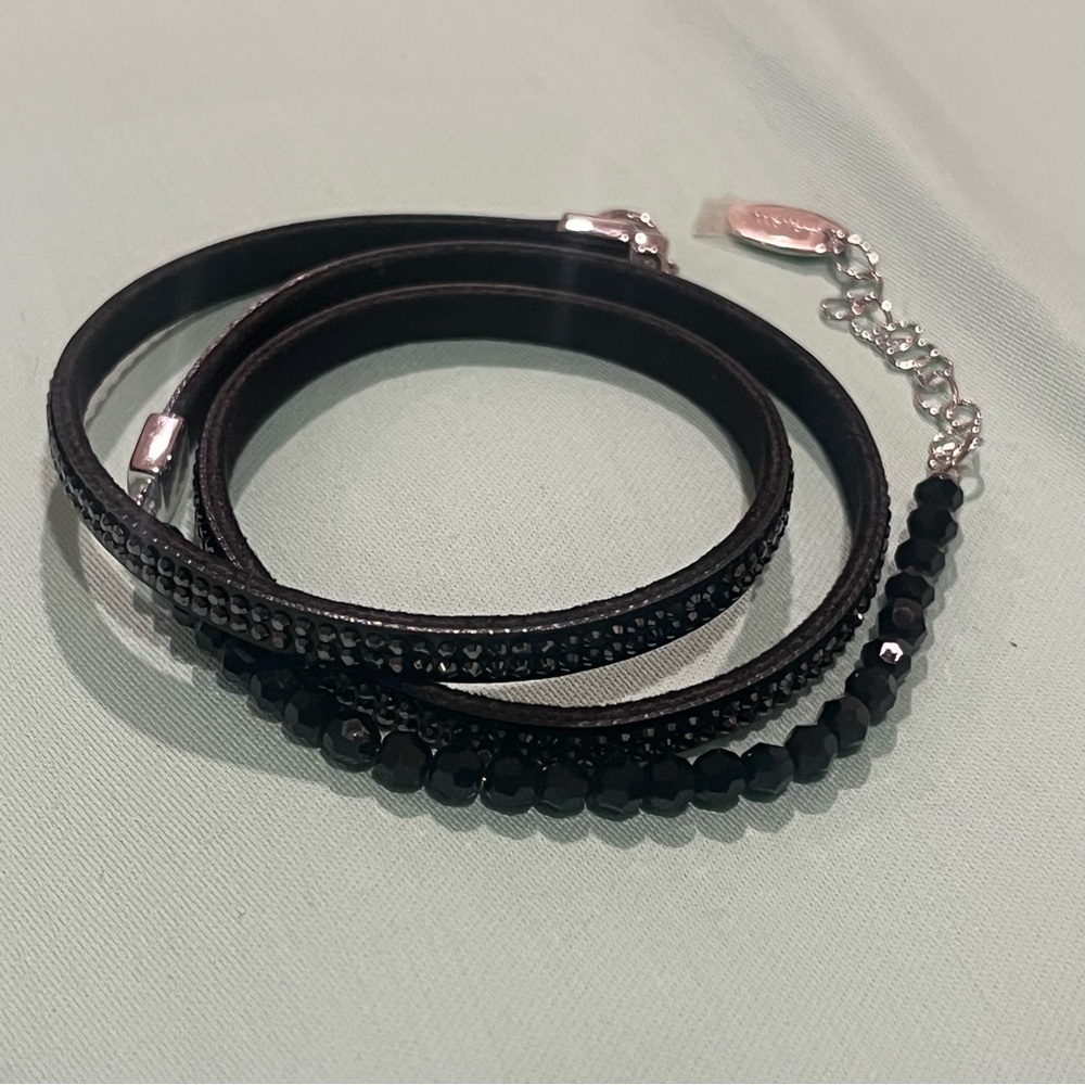 Wolford x Swarovski Black and Silver Wrap Bracelet